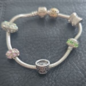 Silver Pandora Charm Bracelet with 6 Charms